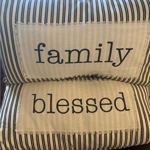Striped Accent Pillows - Family & Blessed